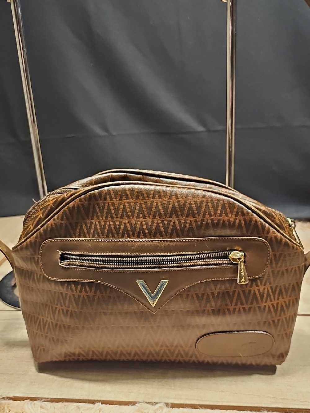 Mario Valentino Brown Women's Crossbody Bag with V Accent